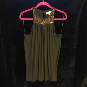 Dark Green beaded Michael Kors blouse